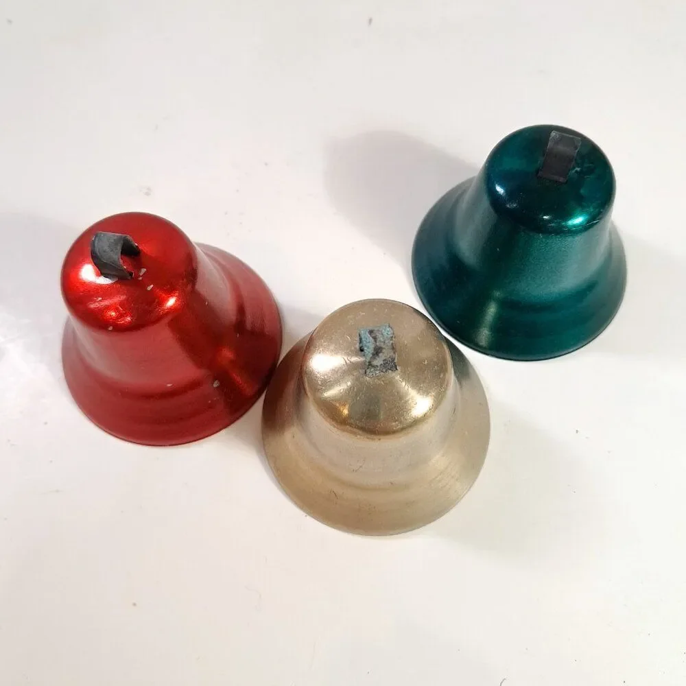 Vintage Carol Tone Bells made in USA Metal bells green‎ red silver Christmas